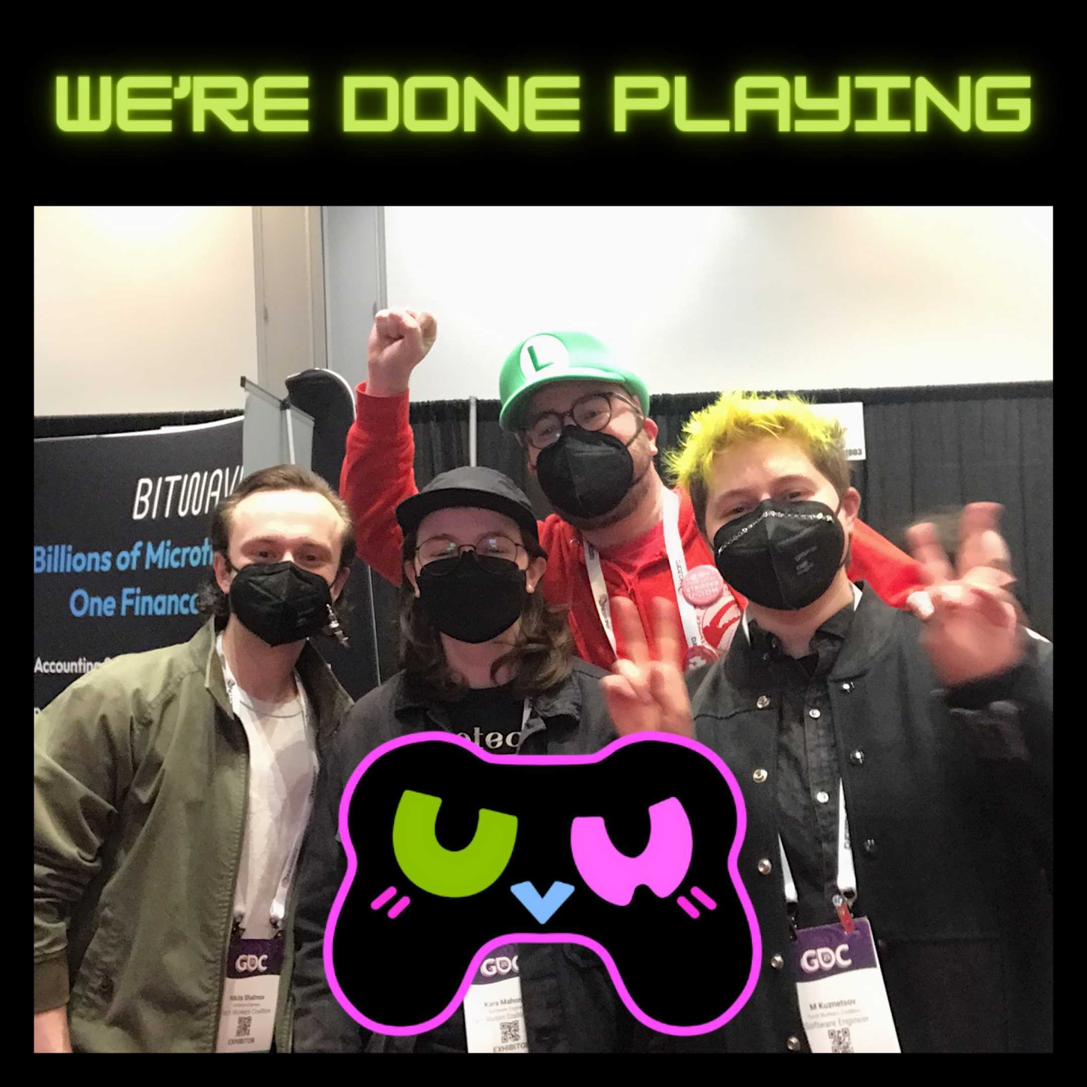 group photo and text we are done playing